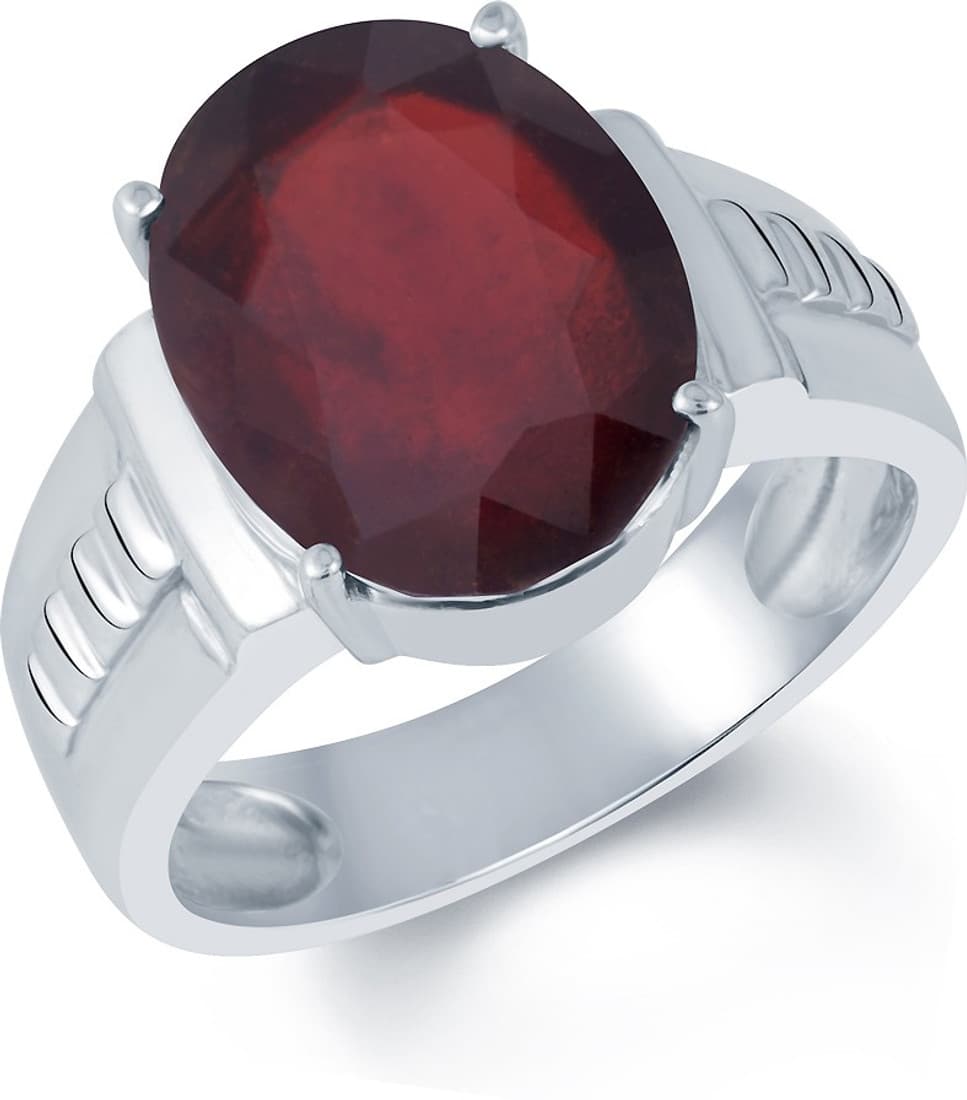 G-Luck Gomed Stone Weight - 12.3 Carat / 14.47 Ratti Silver Garnet Ring
