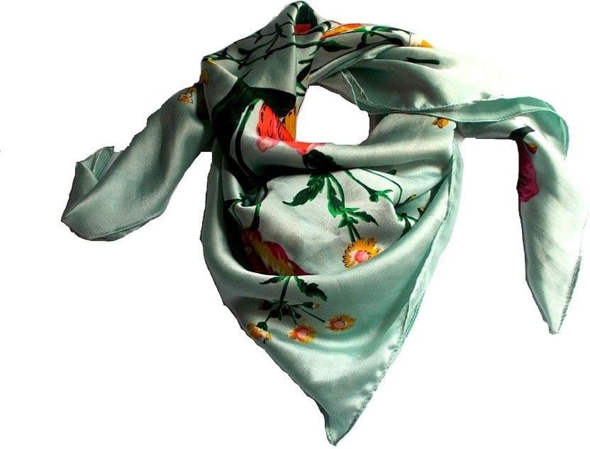 Lotusa Printed sartan silk Women's Scarf view 2