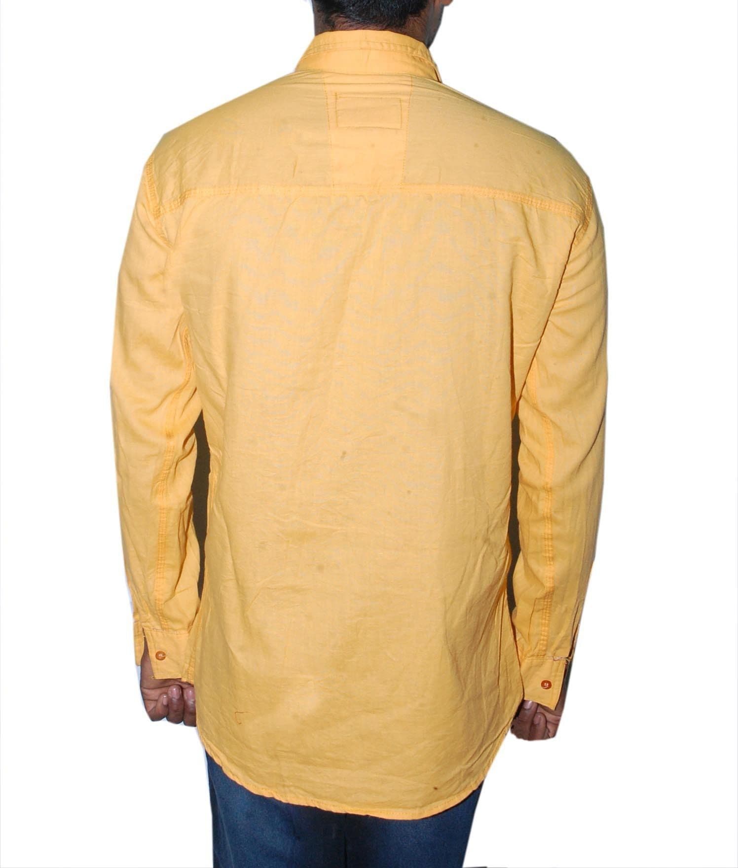 ferari Men's Solid Casual Yellow Shirt view 2