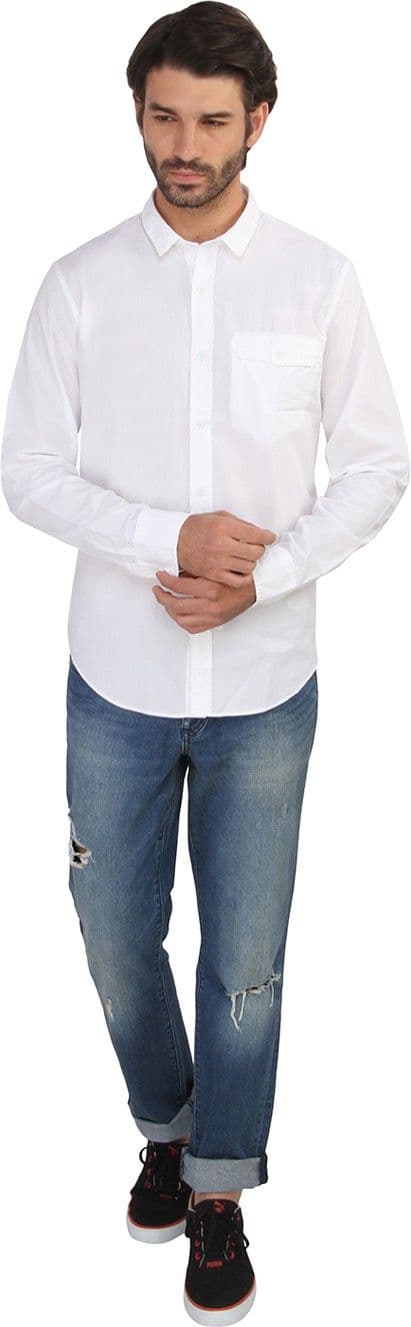 Calvin Klein Men's Solid Casual White Shirt view 5