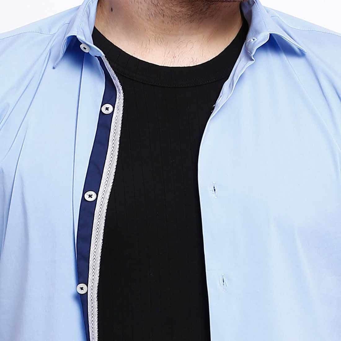 Livastar Men's Solid Casual Blue Shirt view 4