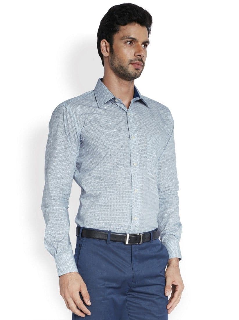 Raymond Men's Printed Formal Blue Shirt view 4