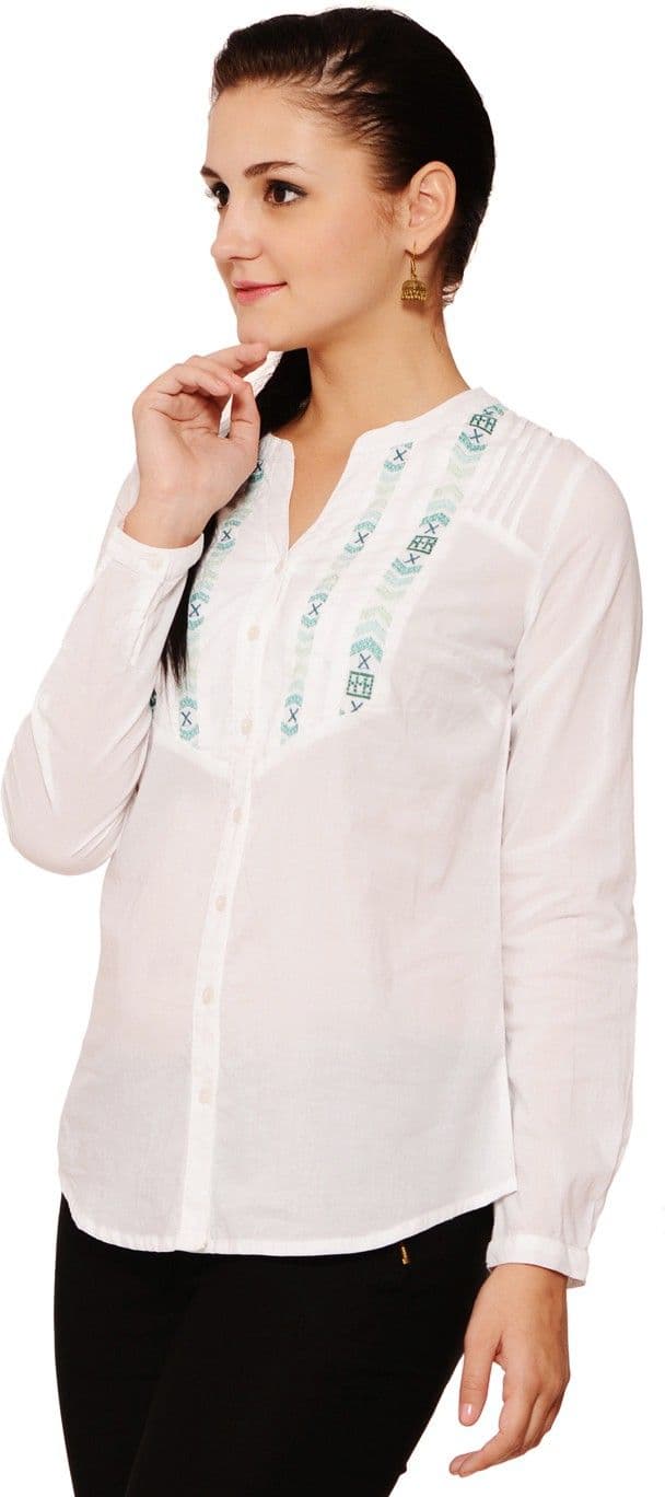 Feneto Women's Solid Casual Shirt view 3