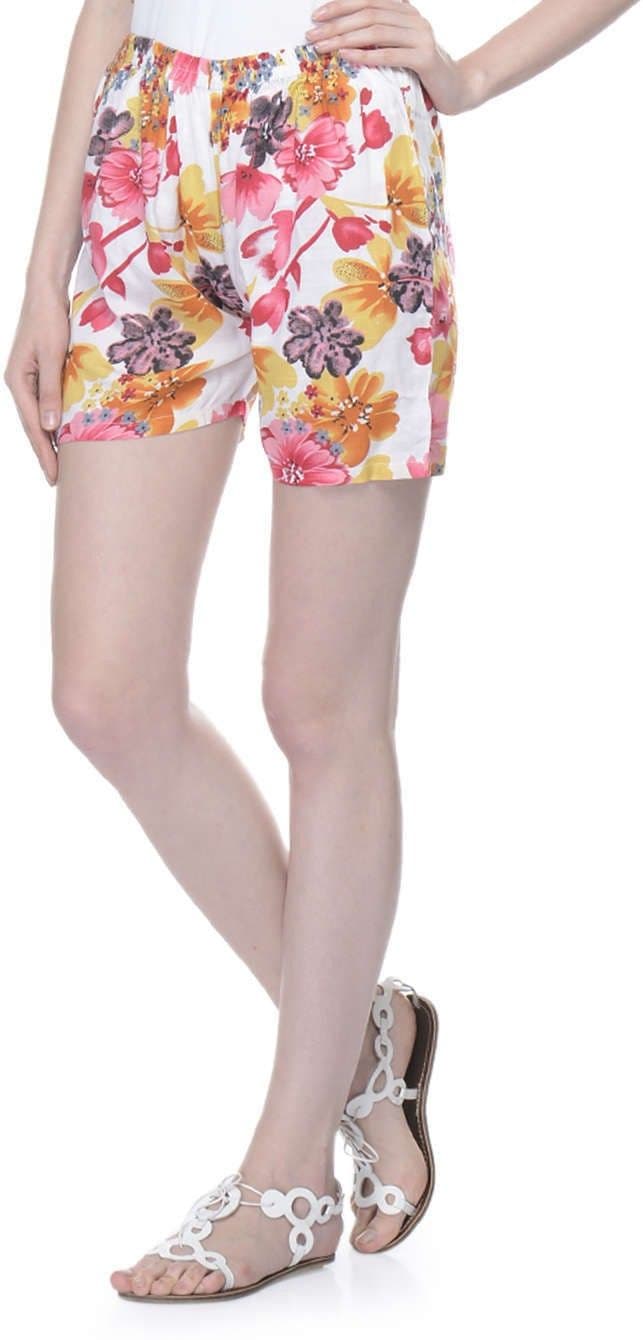 Lavennder Floral Print Women's Basic Shorts view 2