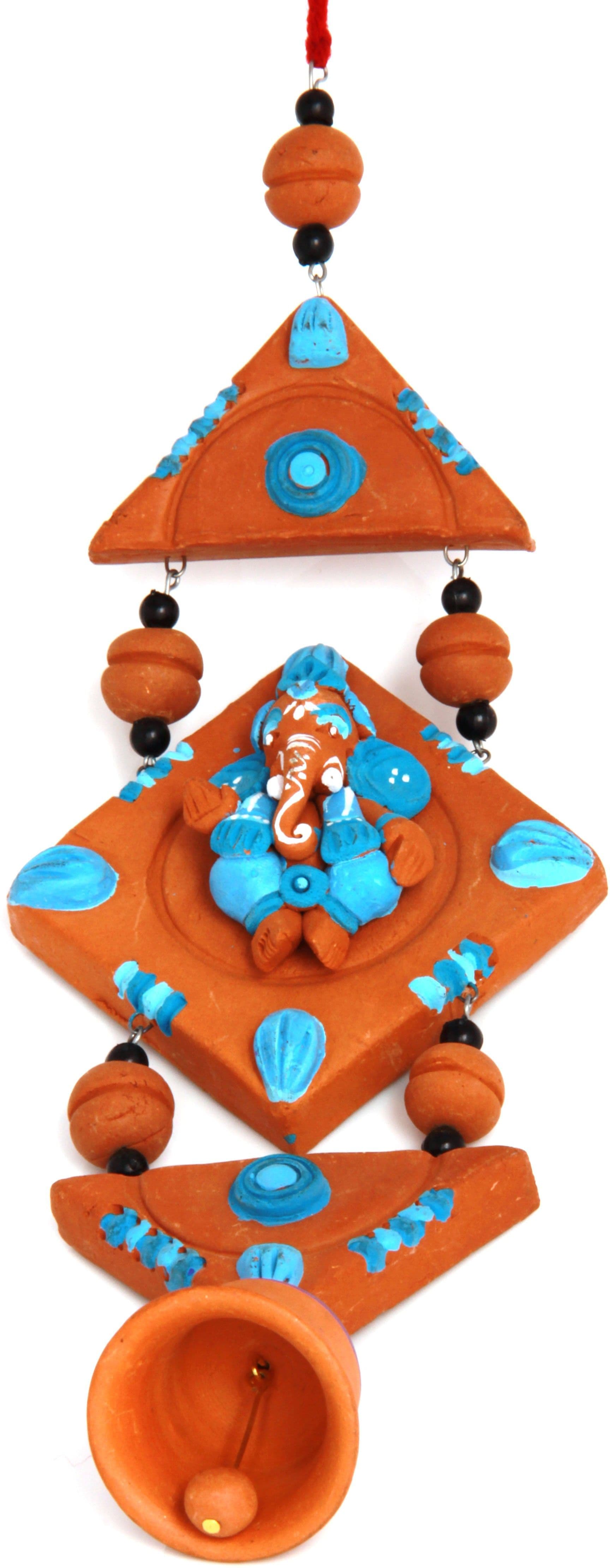Adaa Terracotta Hand Painted Wall Hanging Ganesha (Blue) Showpiece  -  22 cm view 4