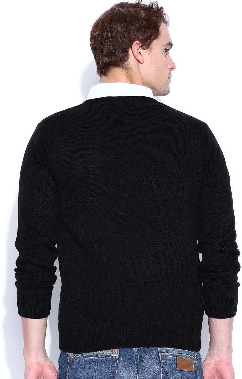 Wrangler Solid V-neck Casual Men's Sweater view 4