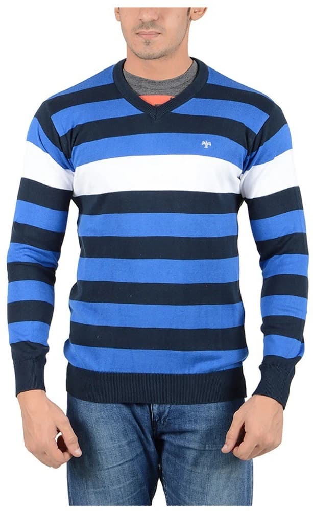 Reveller Striped V-neck Casual Men's Sweater