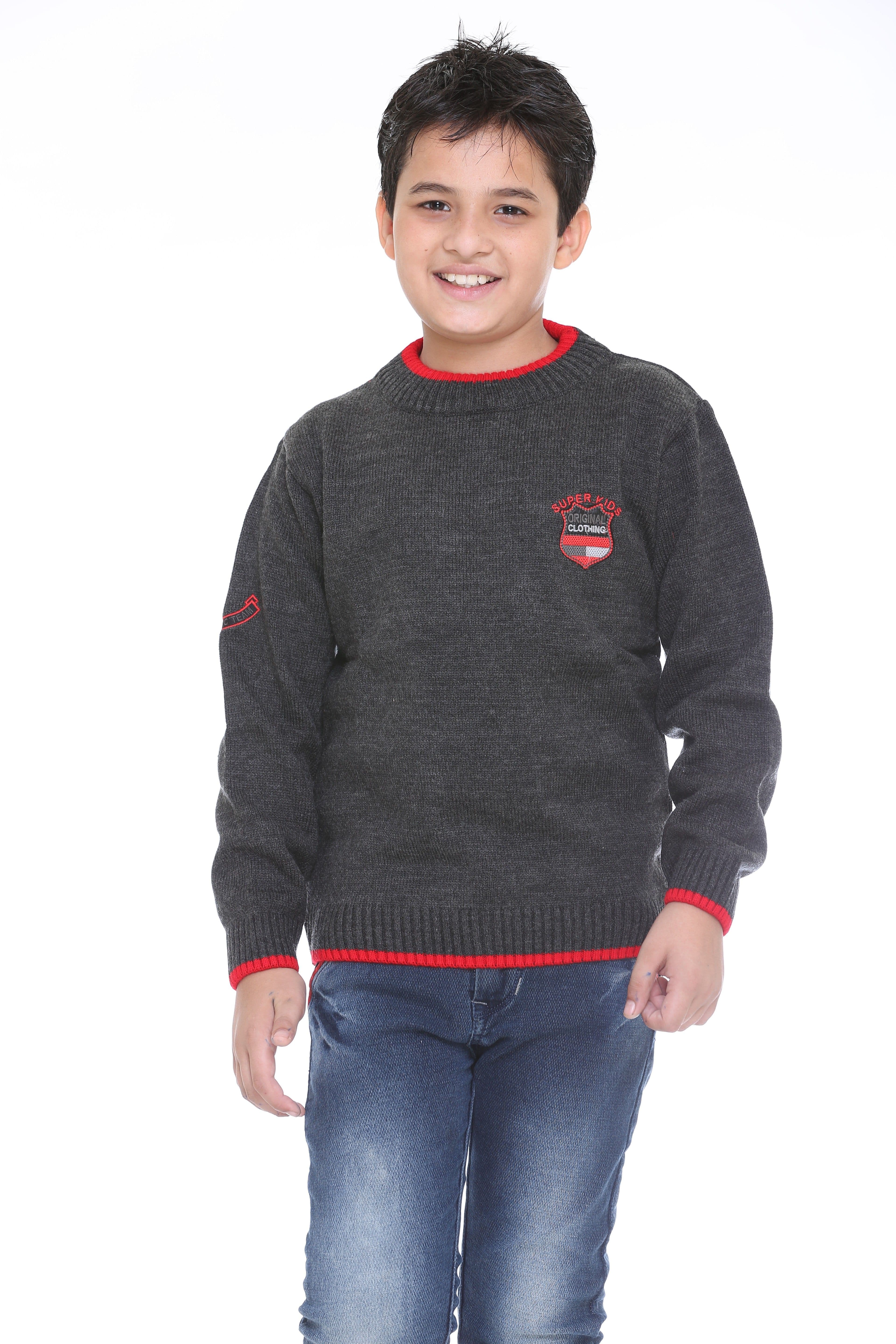 Superkids Solid Round Neck Casual Boy's Sweater