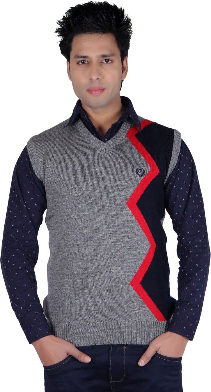 Leebonee Geometric Print V-neck Casual Men's Sweater view 2
