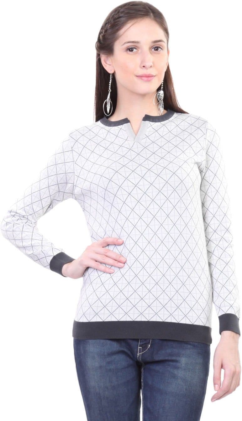 Kalt Self Design Round Neck Casual Women's Sweater view 2