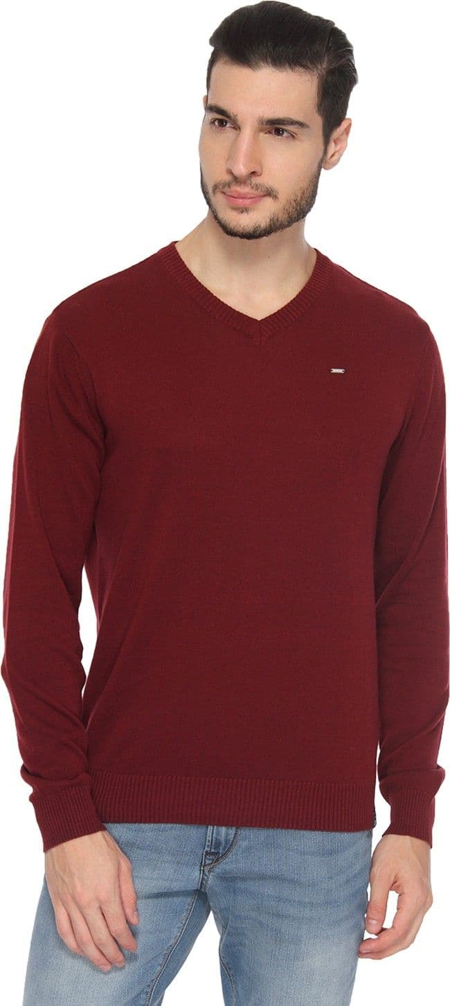 Lee Solid V-neck Casual, Party Men's Sweater