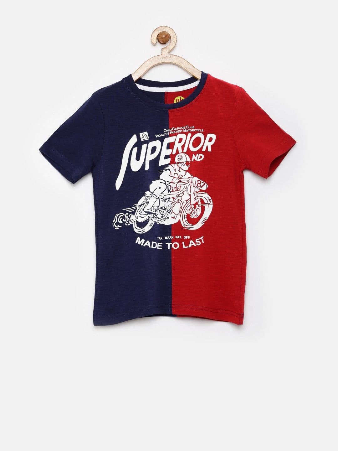 YK Solid Boy's Round Neck Dark Blue T-Shirt view 2