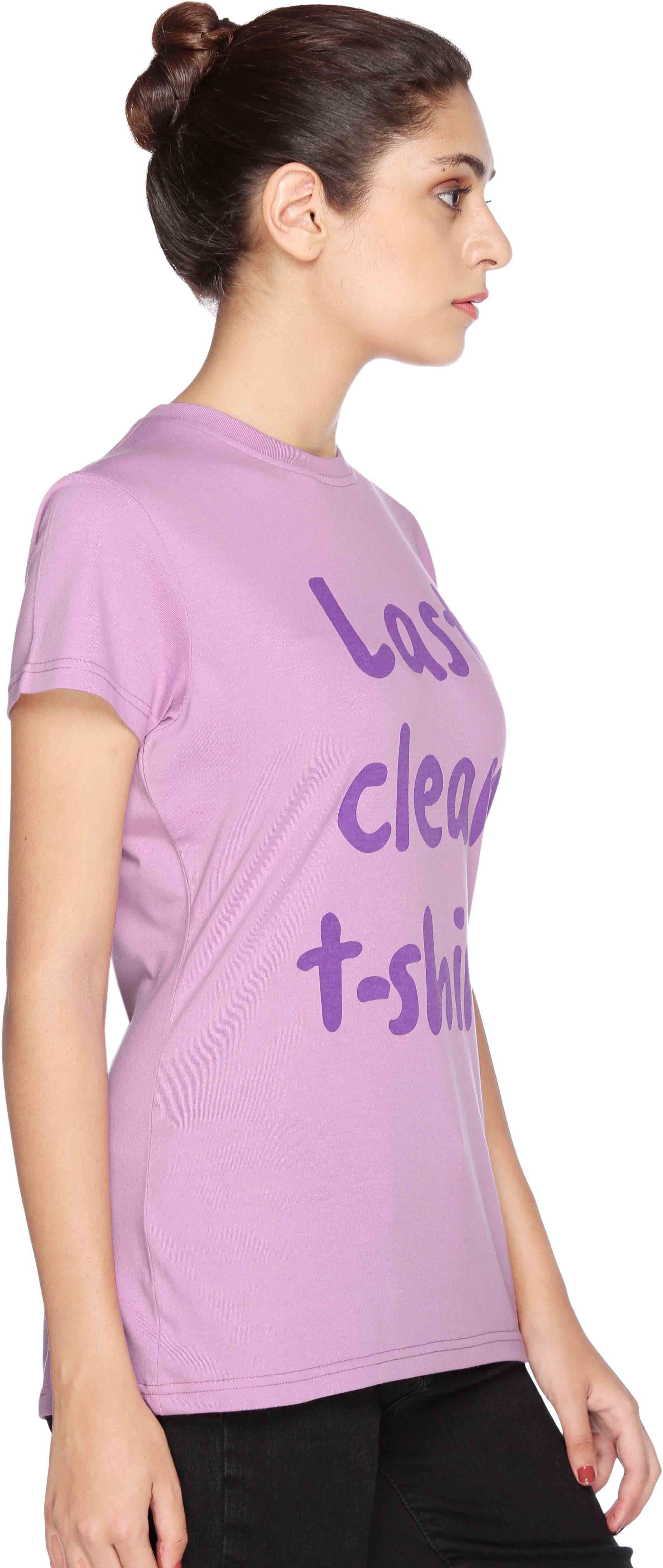 CLUB YORK Printed Women's Round Neck Purple T-Shirt view 5