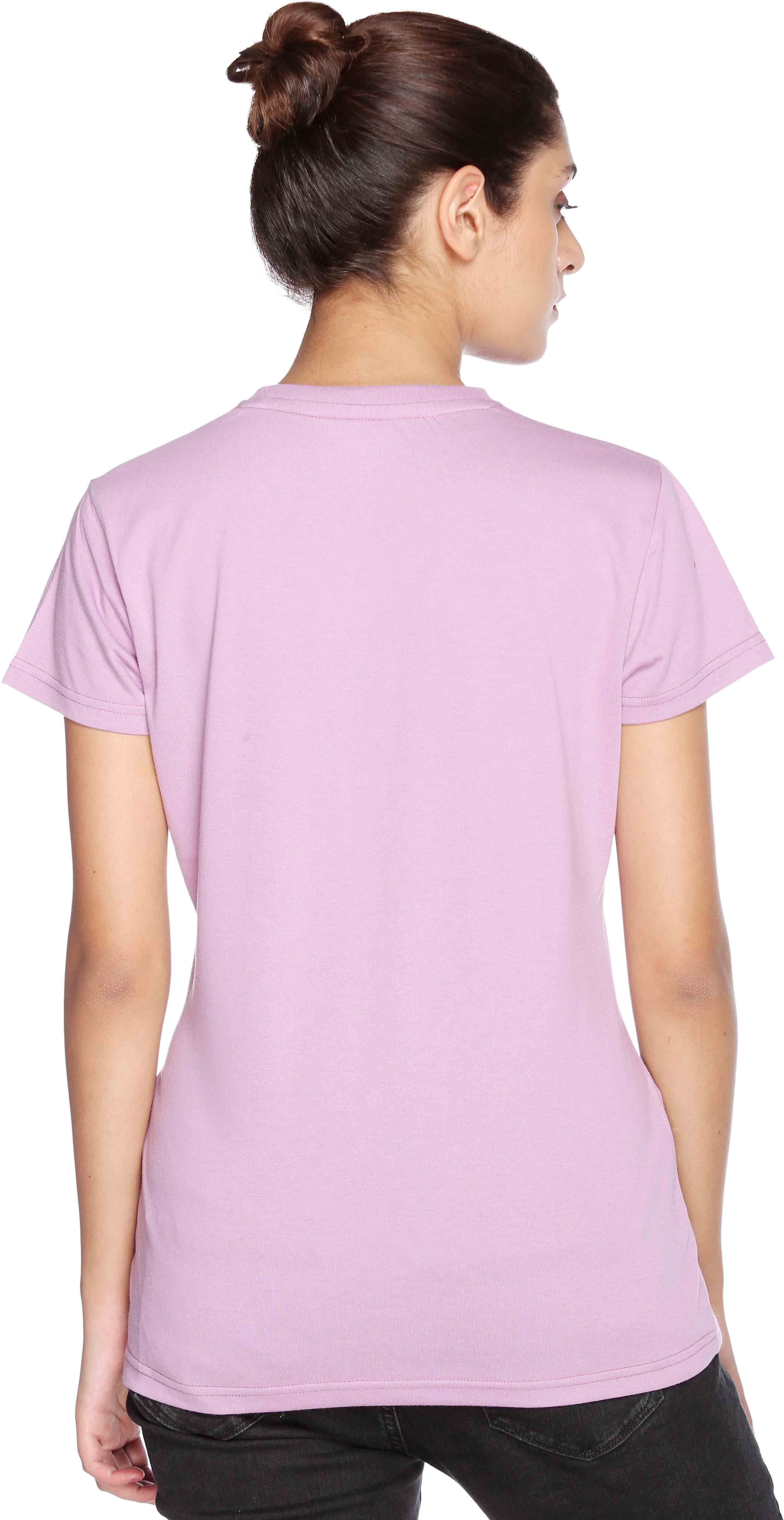 CLUB YORK Printed Women's Round Neck Purple T-Shirt view 4