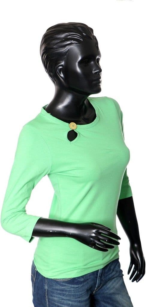 Starsy Solid Women's Round Neck Green T-Shirt view 3