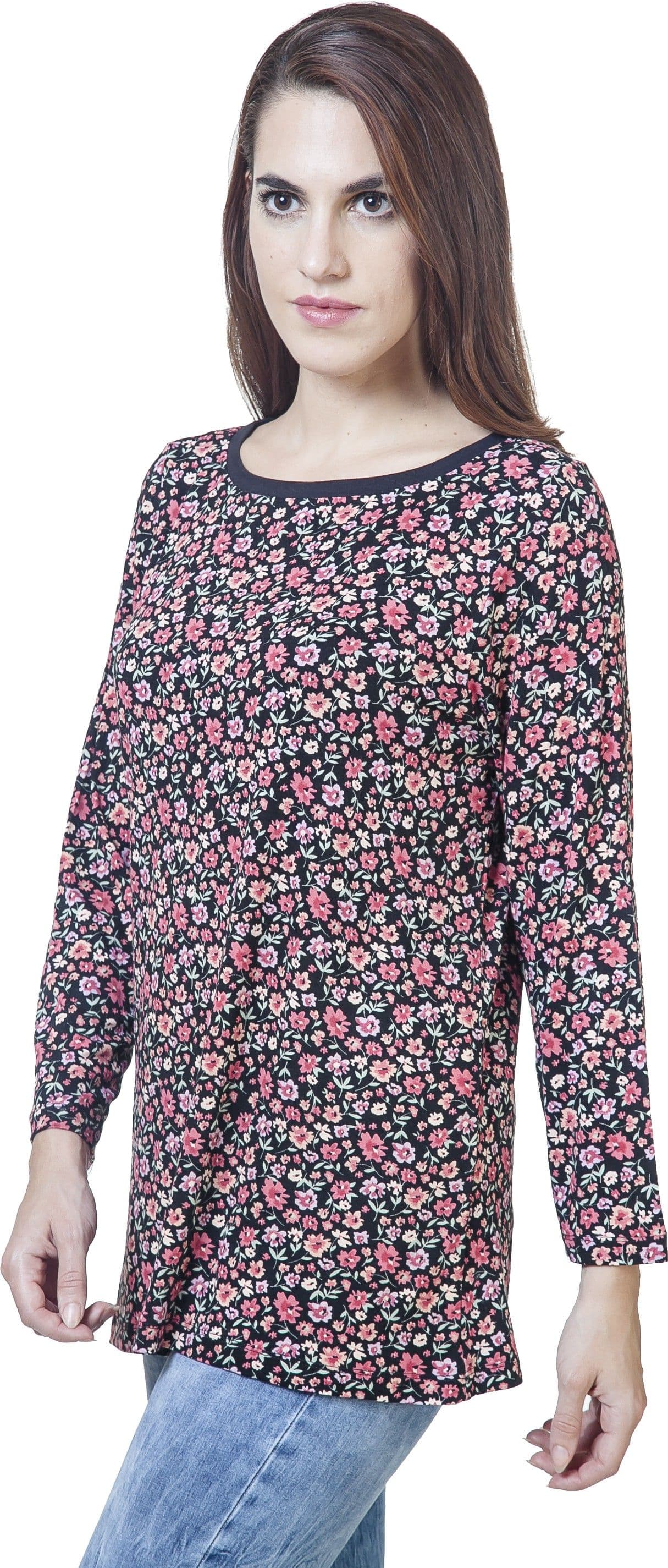 Rute Floral Print Women's Round Neck T-Shirt view 2