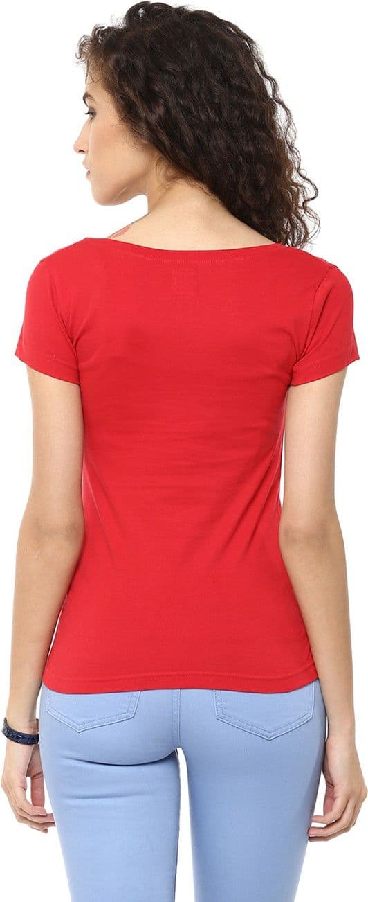Yepme Graphic Print Women's V-neck Red T-Shirt view 2