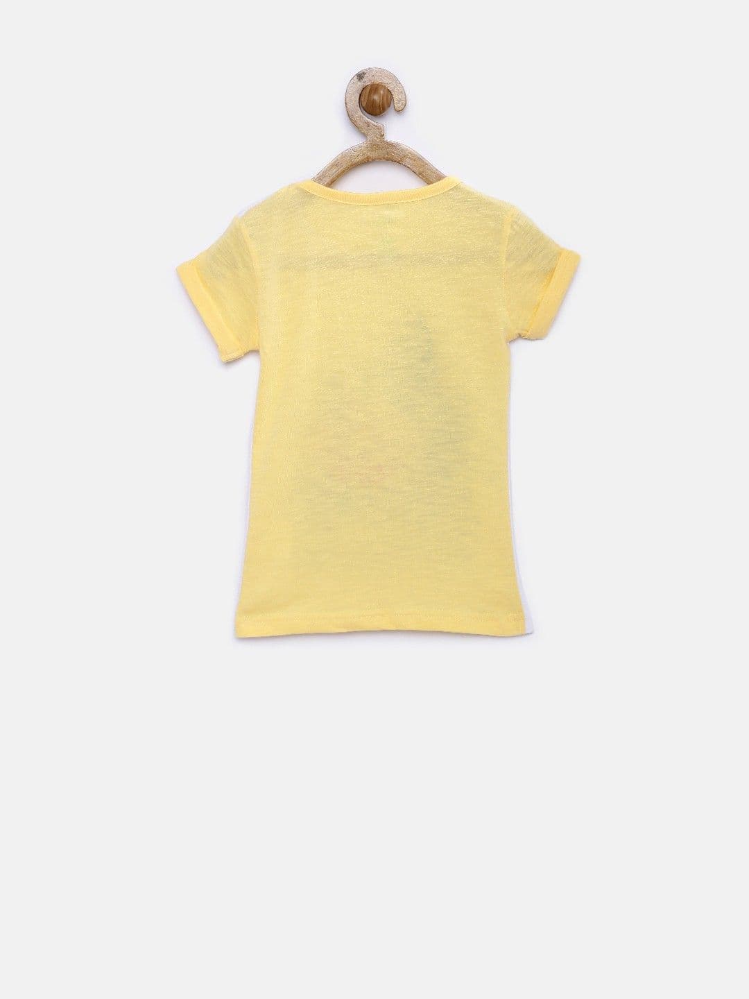 YK Printed Girl's Round Neck White T-Shirt view 3