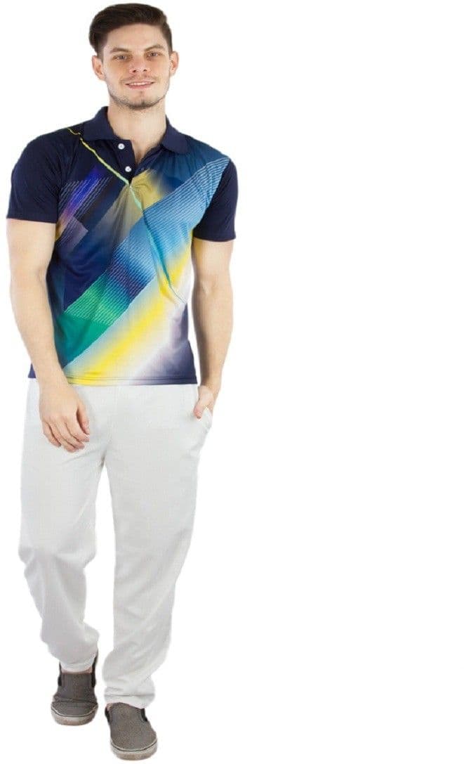 BURDY Graphic Print Men's Polo Neck Dark Blue T-Shirt view 5