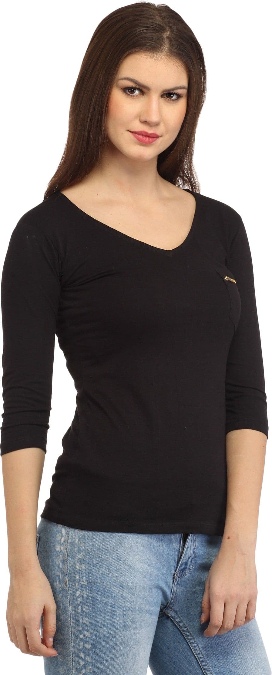Cation Casual 3/4 Sleeve Solid Women's Top view 2
