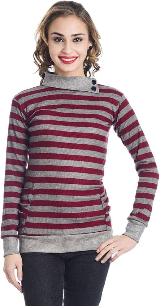 TeeMoods Casual Full Sleeve Striped Women's Top view 3