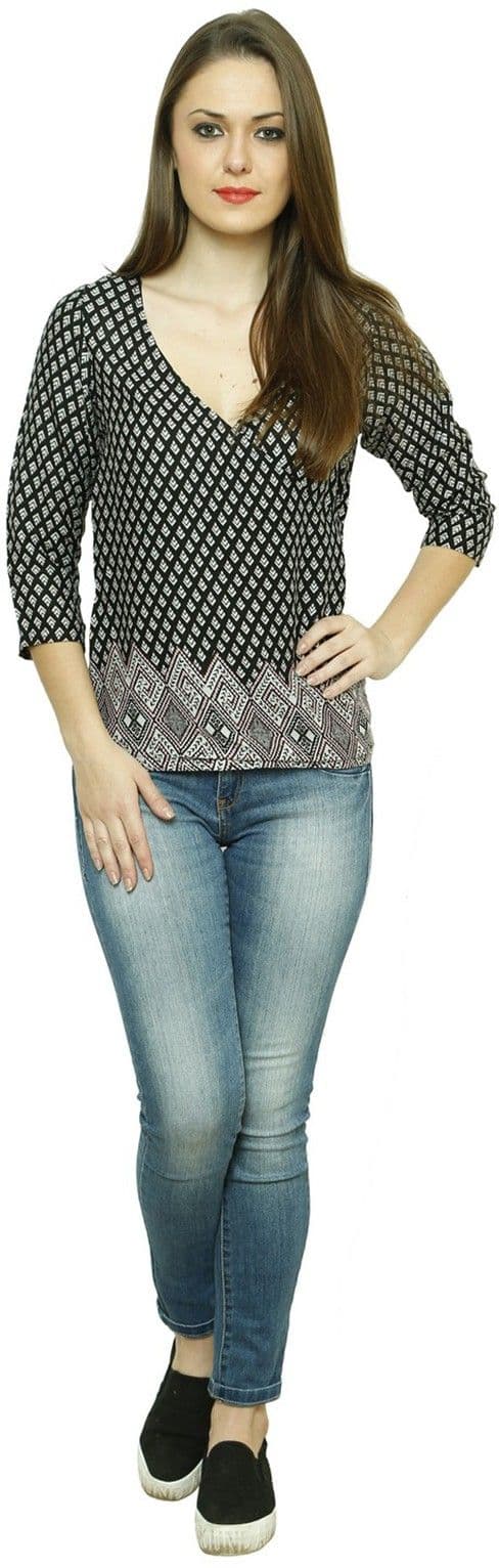 Fusion Mela Casual 3/4 Sleeve Printed Women's Top view 5