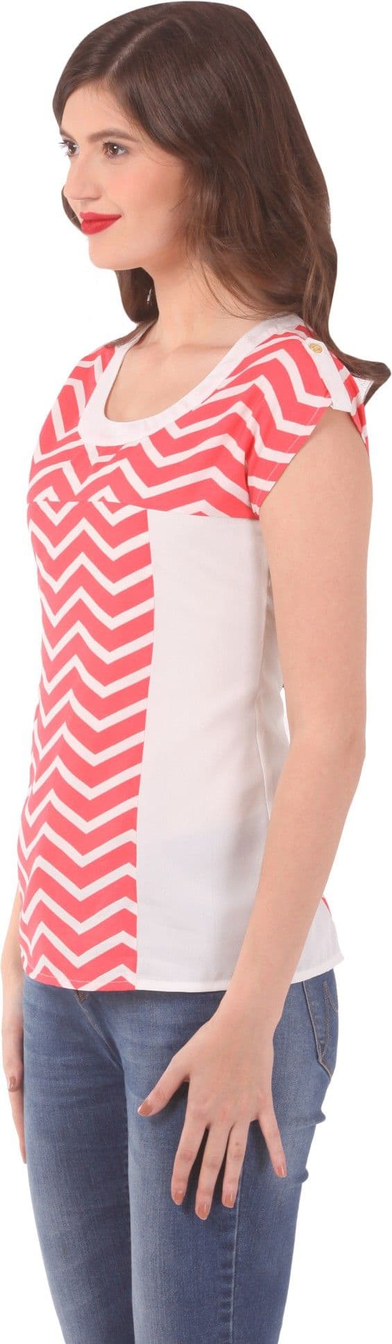 Eyelet Casual Short Sleeve Solid Women's Top view 2