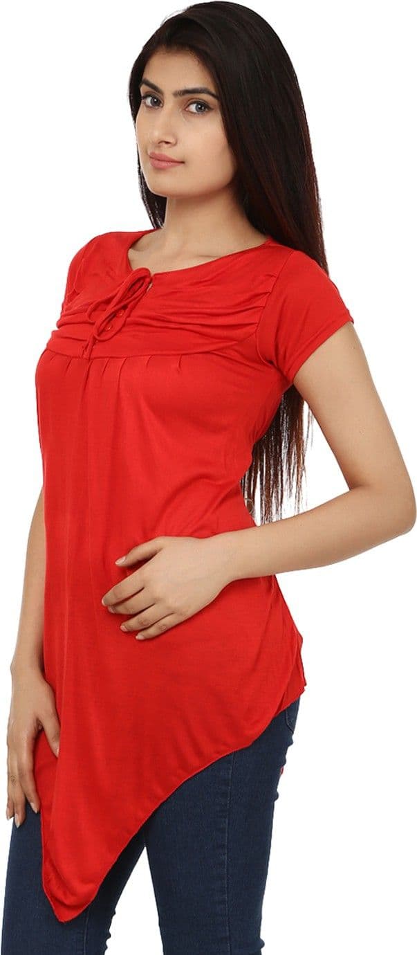TeeMoods Casual Short Sleeve Solid Women's Top view 3