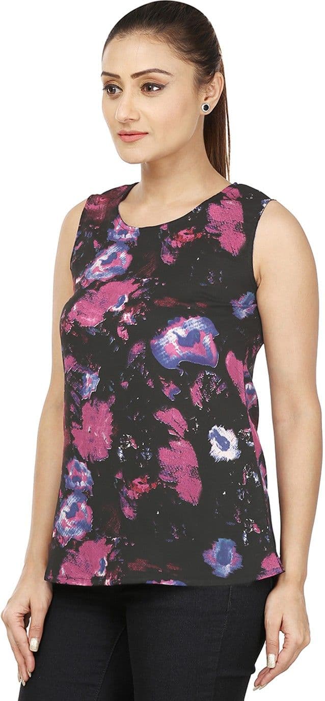 Coash Casual Sleeveless Printed Women's Black, Pink Top view 3