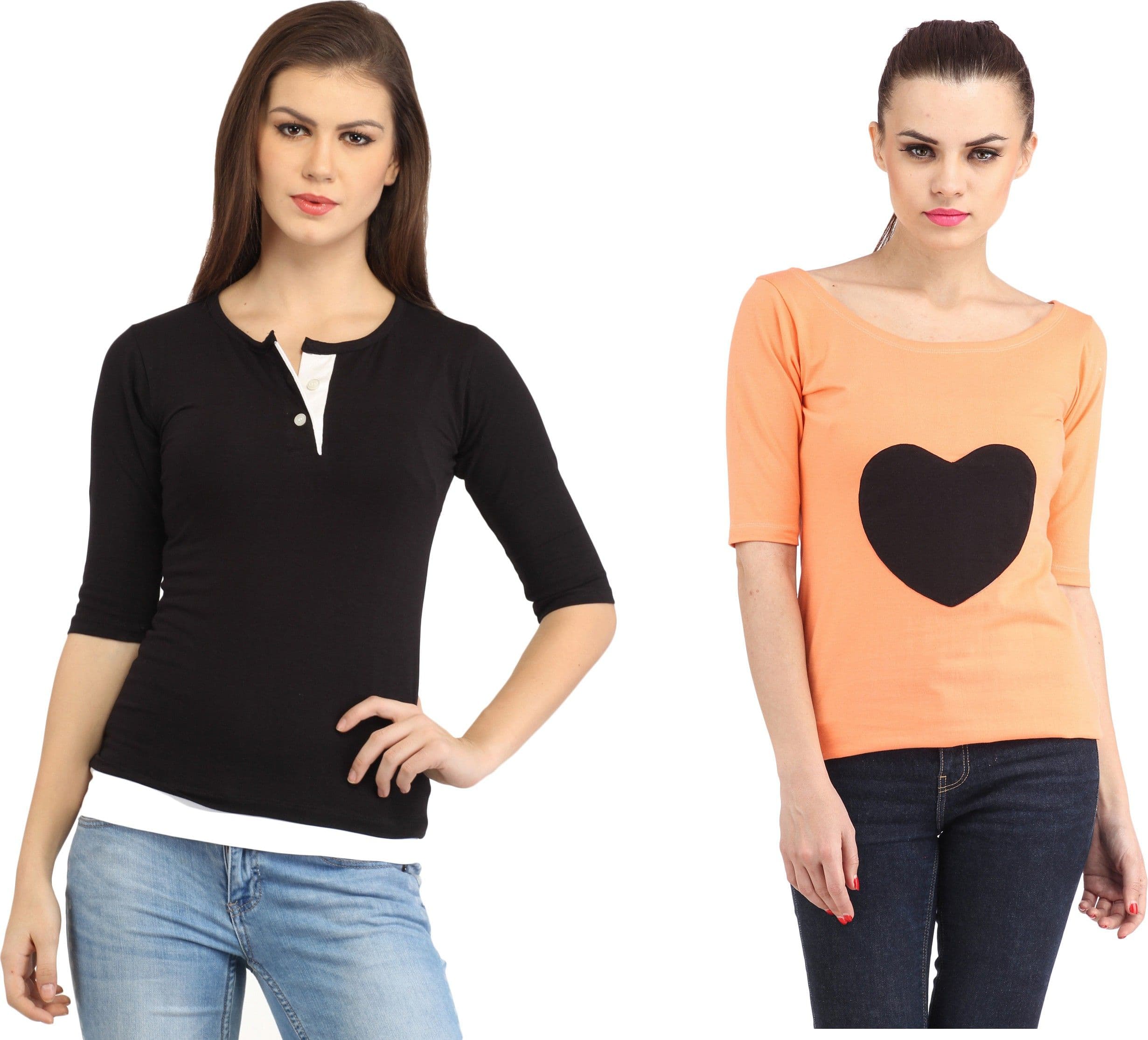 Cation Casual 3/4 Sleeve Solid Women's Top view 2