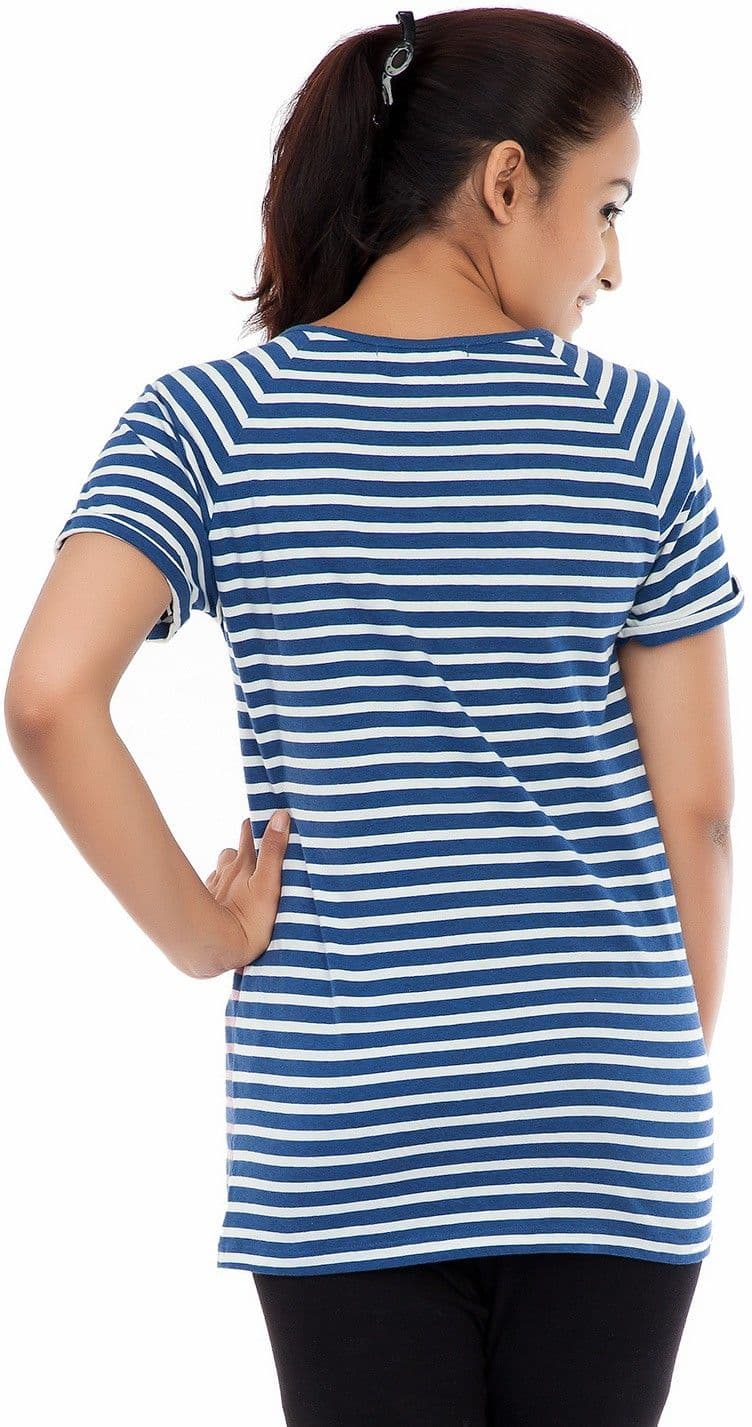 Fabtag Casual Short Sleeve Striped Women's Top view 3
