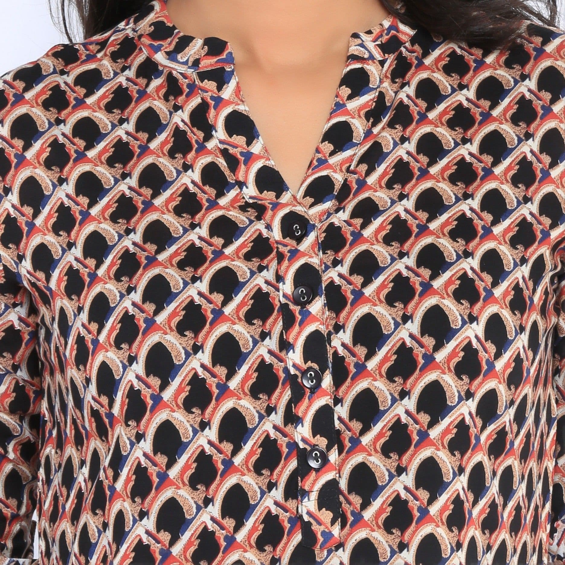 Mangosteen Casual 3/4 Sleeve Printed Women's Top view 6