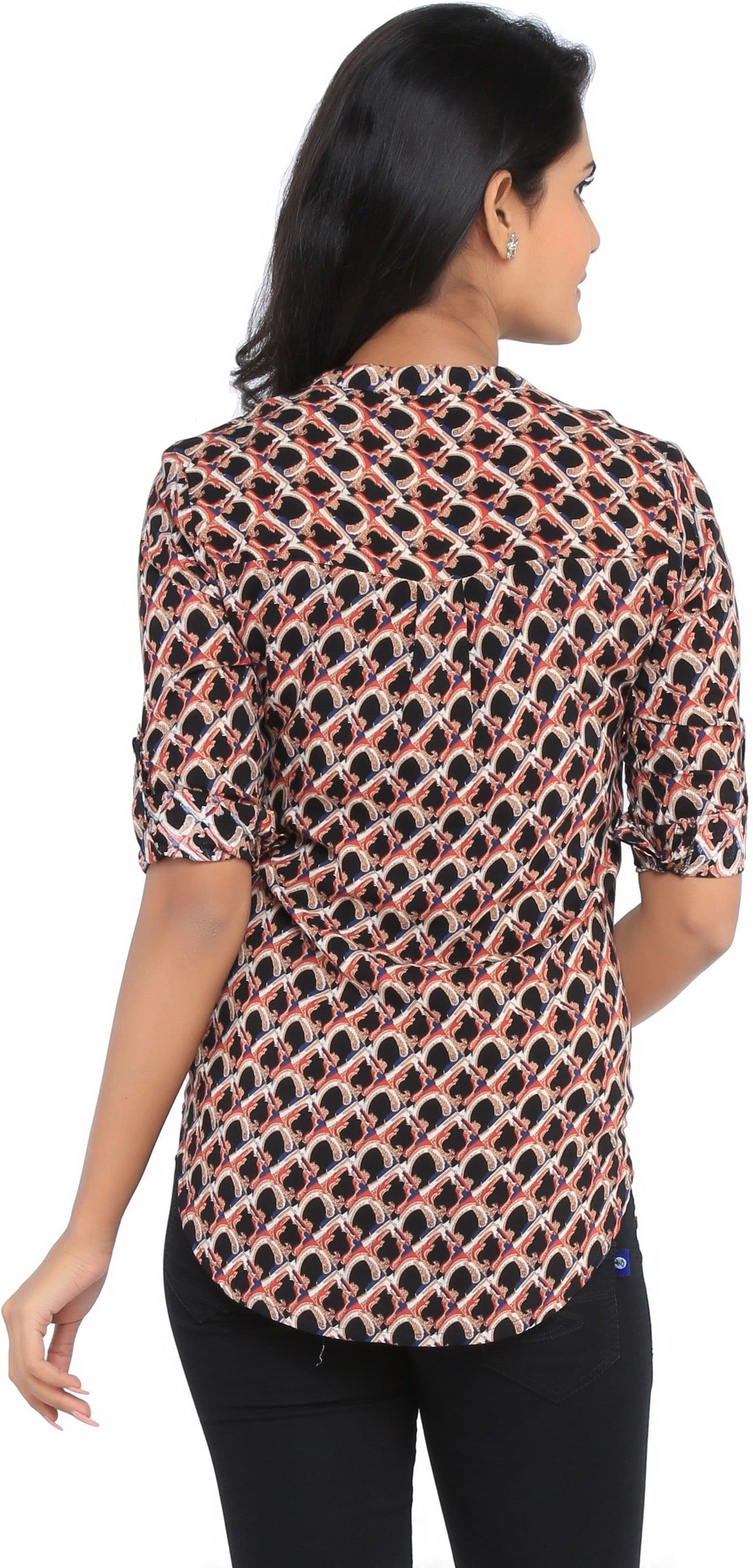 Mangosteen Casual 3/4 Sleeve Printed Women's Top view 5