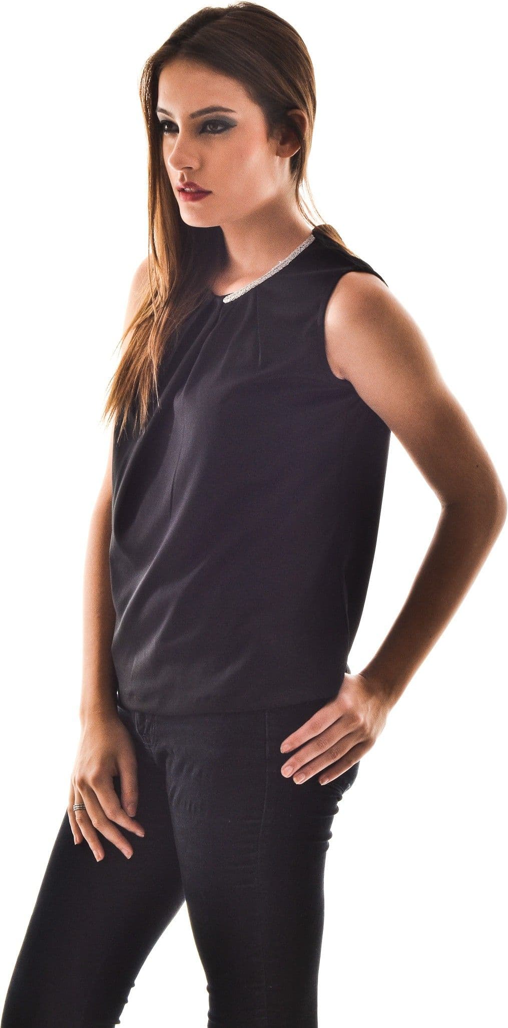 @499 Casual, Festive, Formal, Lounge Wear, Party Sleeveless Embellished Women's Top view 3
