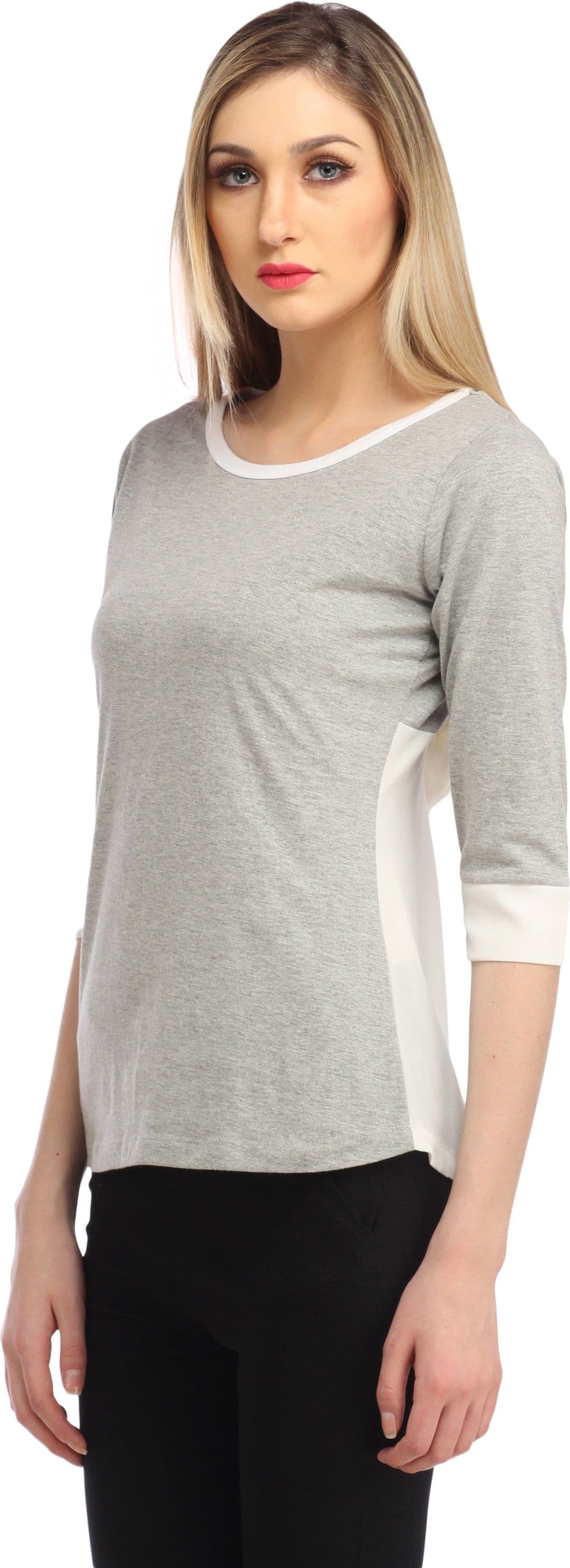 Cation Casual 3/4 Sleeve Solid Women's Top view 2