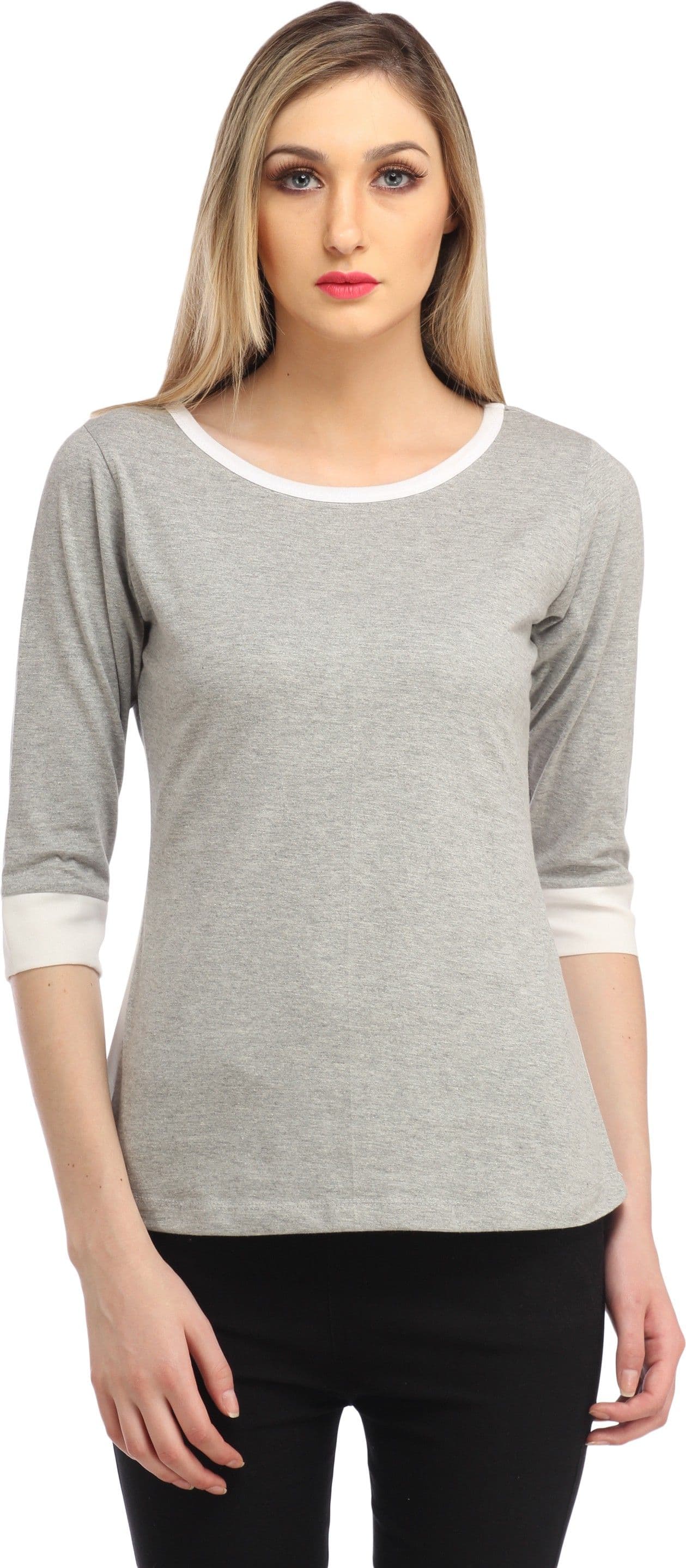 Cation Casual 3/4 Sleeve Solid Women's Top