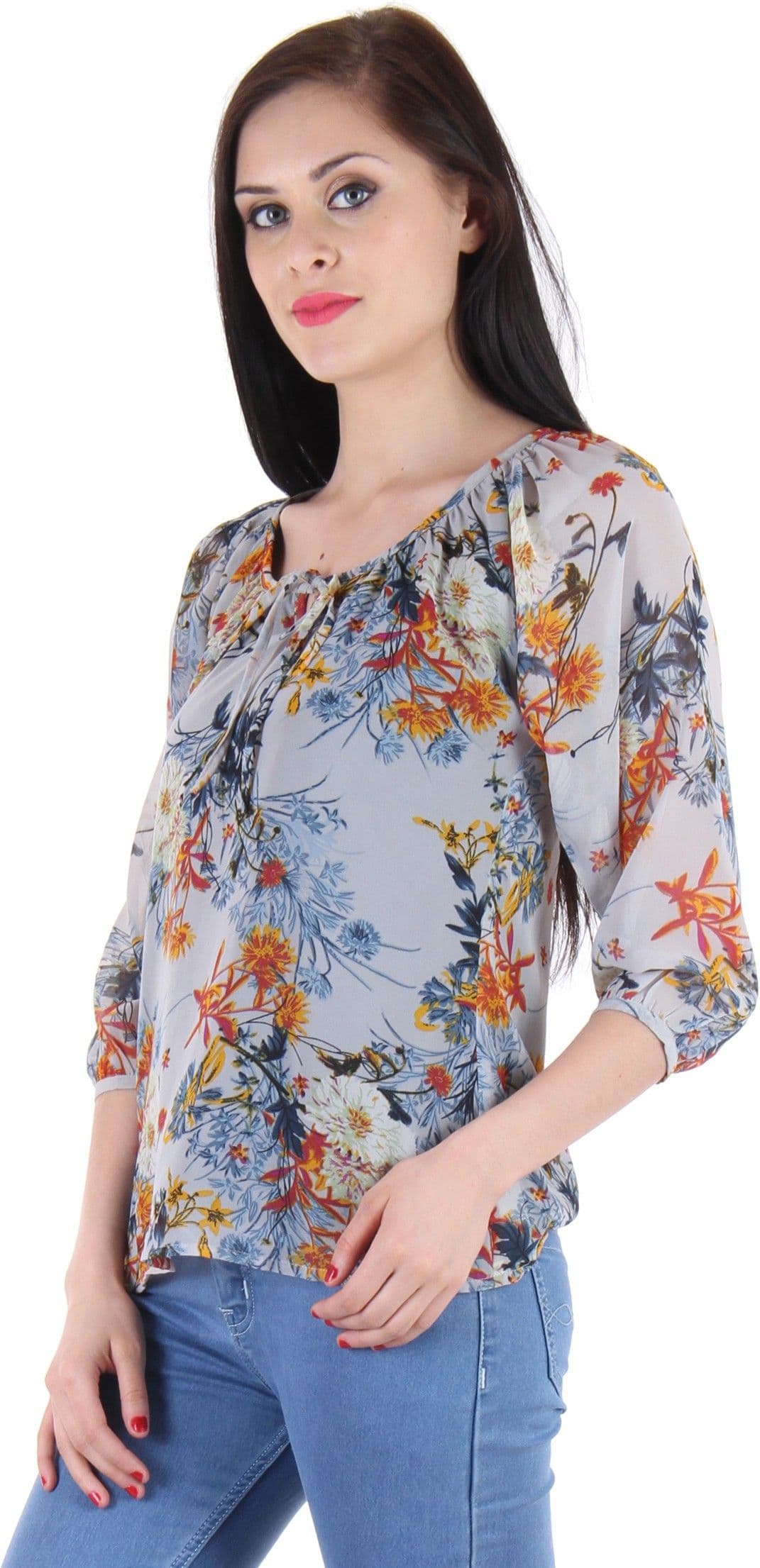 BONHEUR Casual 3/4 Sleeve Floral Print Women's Top view 3
