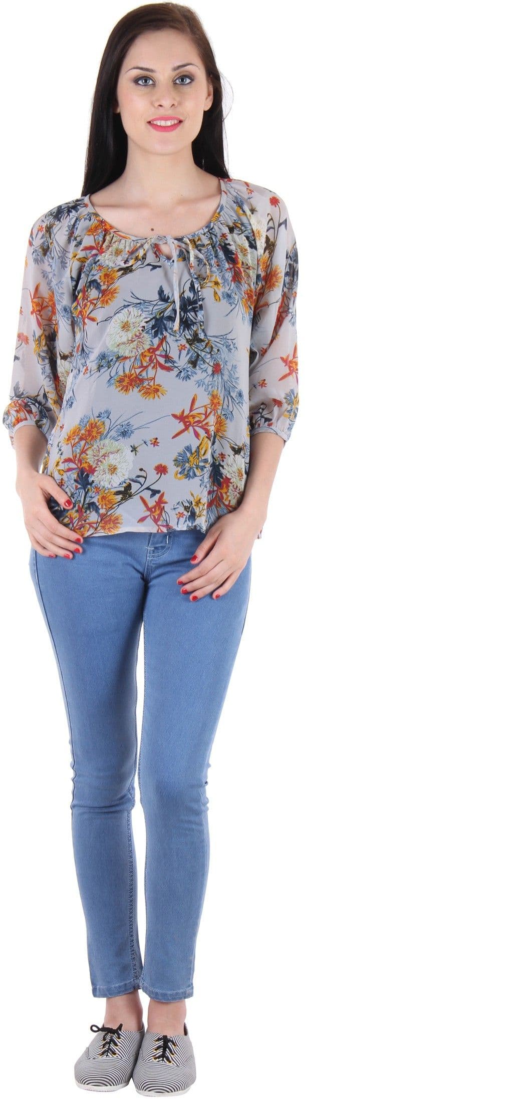 BONHEUR Casual 3/4 Sleeve Floral Print Women's Top view 2