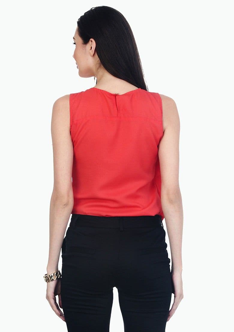 FabAlley Casual Sleeveless Solid Women's Top view 3