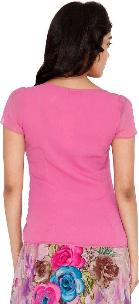 Majori Casual, Festive, Party Short Sleeve Floral Print Women's Top view 4