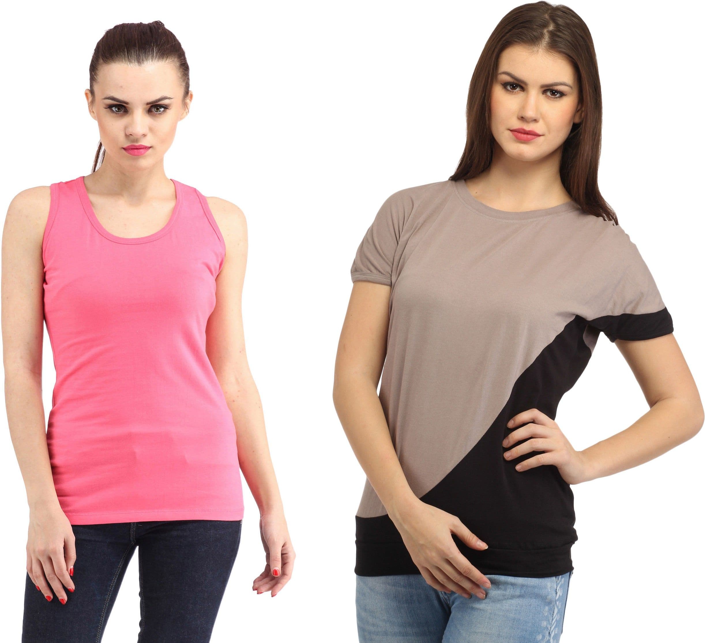 Cation Casual Sleeveless, Short Sleeve Solid Women's Top view 2