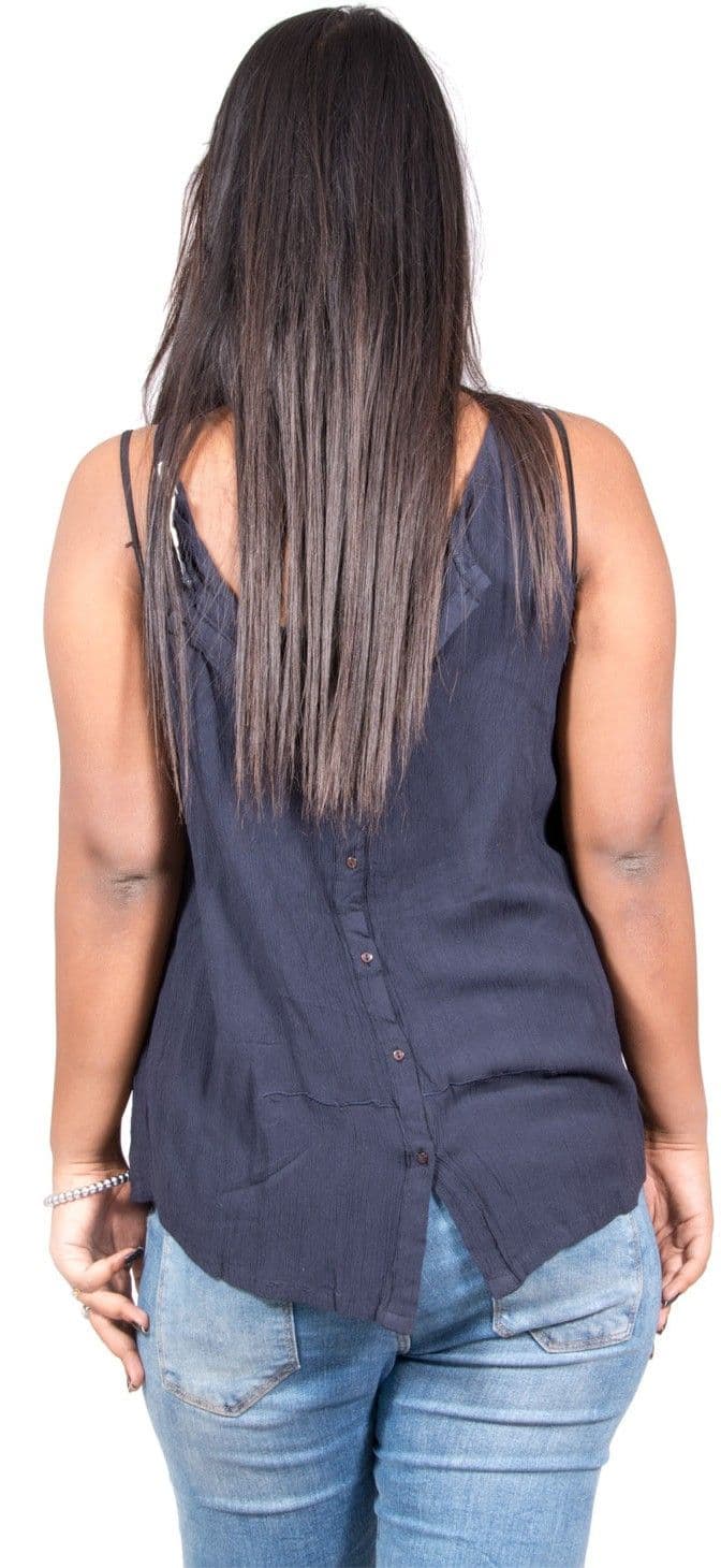 Fabpoppy Casual Sleeveless Solid Women's Blue Top view 4