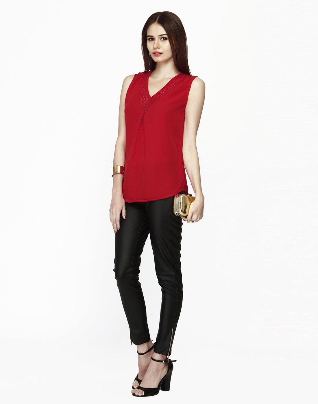 FabAlley Casual Sleeveless Solid Women's Top view 2