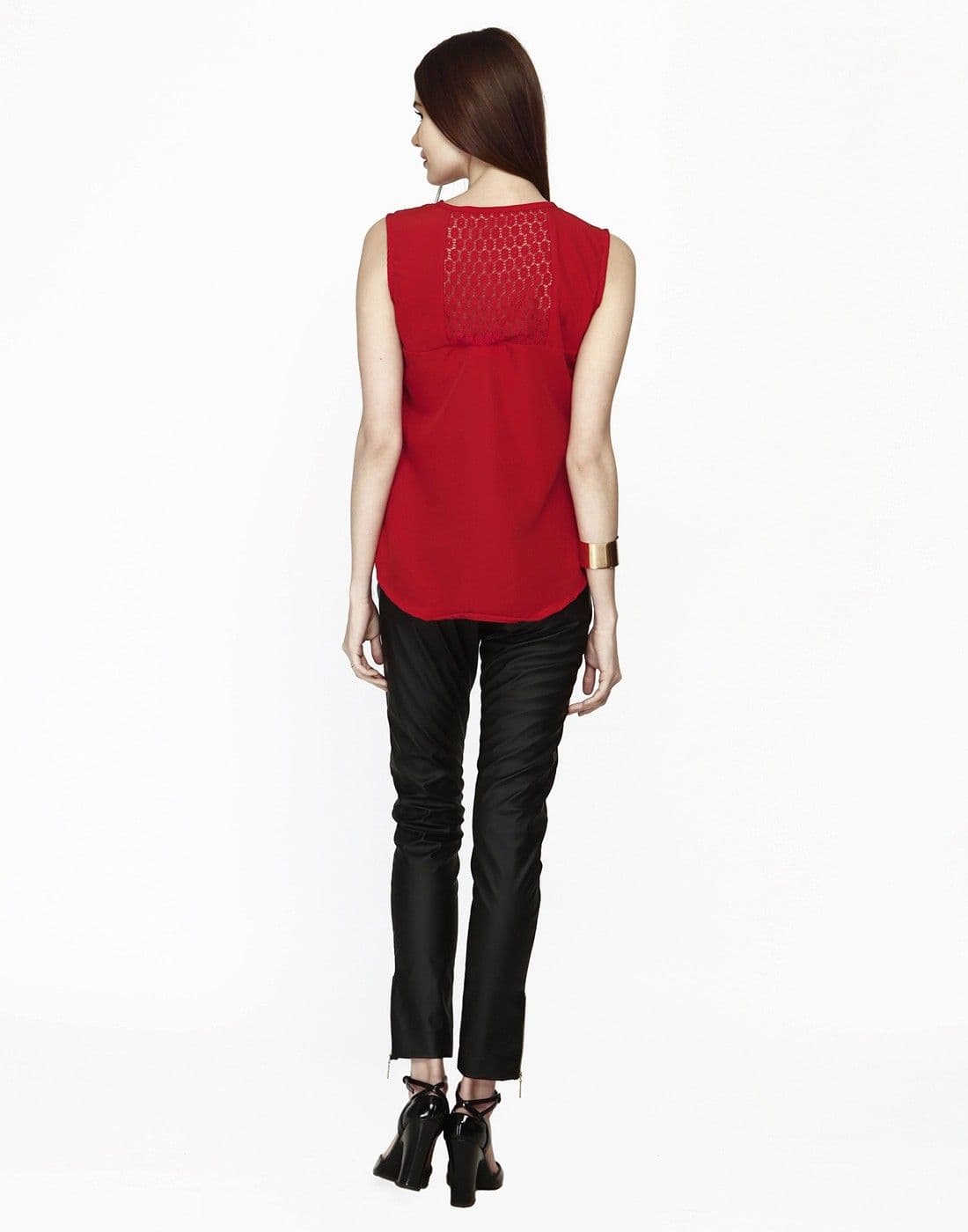 FabAlley Casual Sleeveless Solid Women's Top view 3