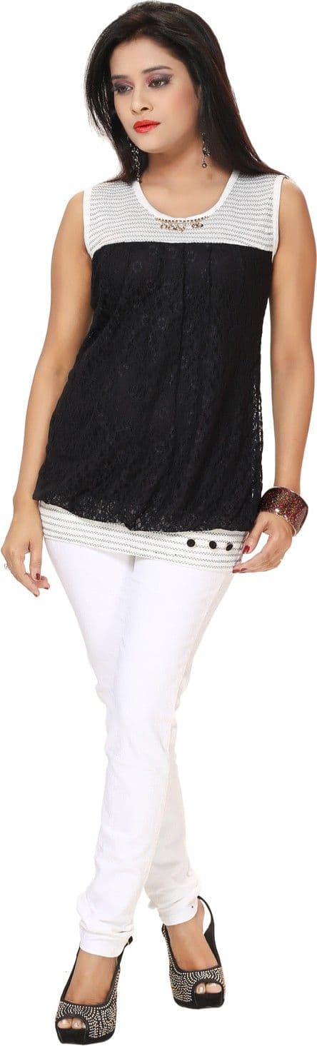 Kairaa Casual Sleeveless Embellished Women's Top