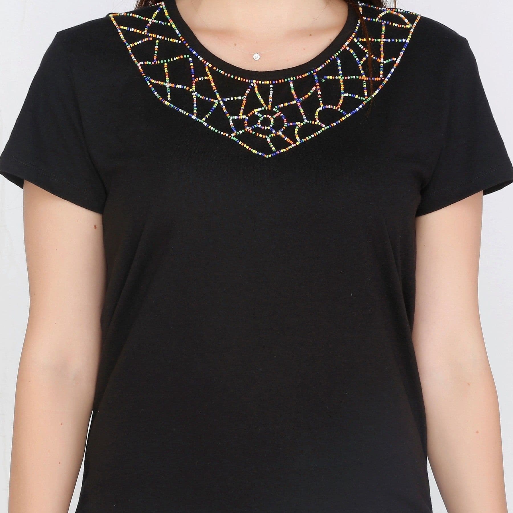 Meish Casual Short Sleeve Embellished Women's Top view 6