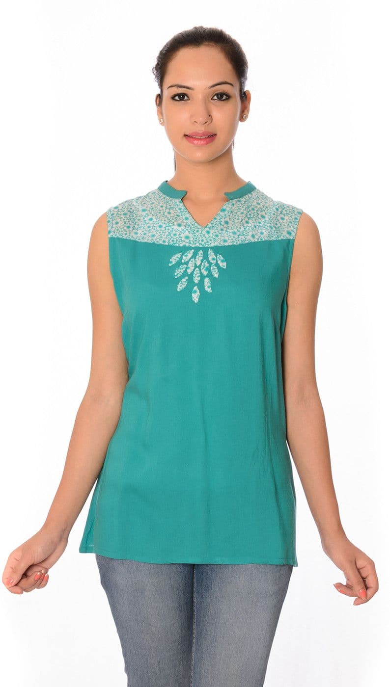 Oviya Casual Sleeveless Self Design Women's Top view 2