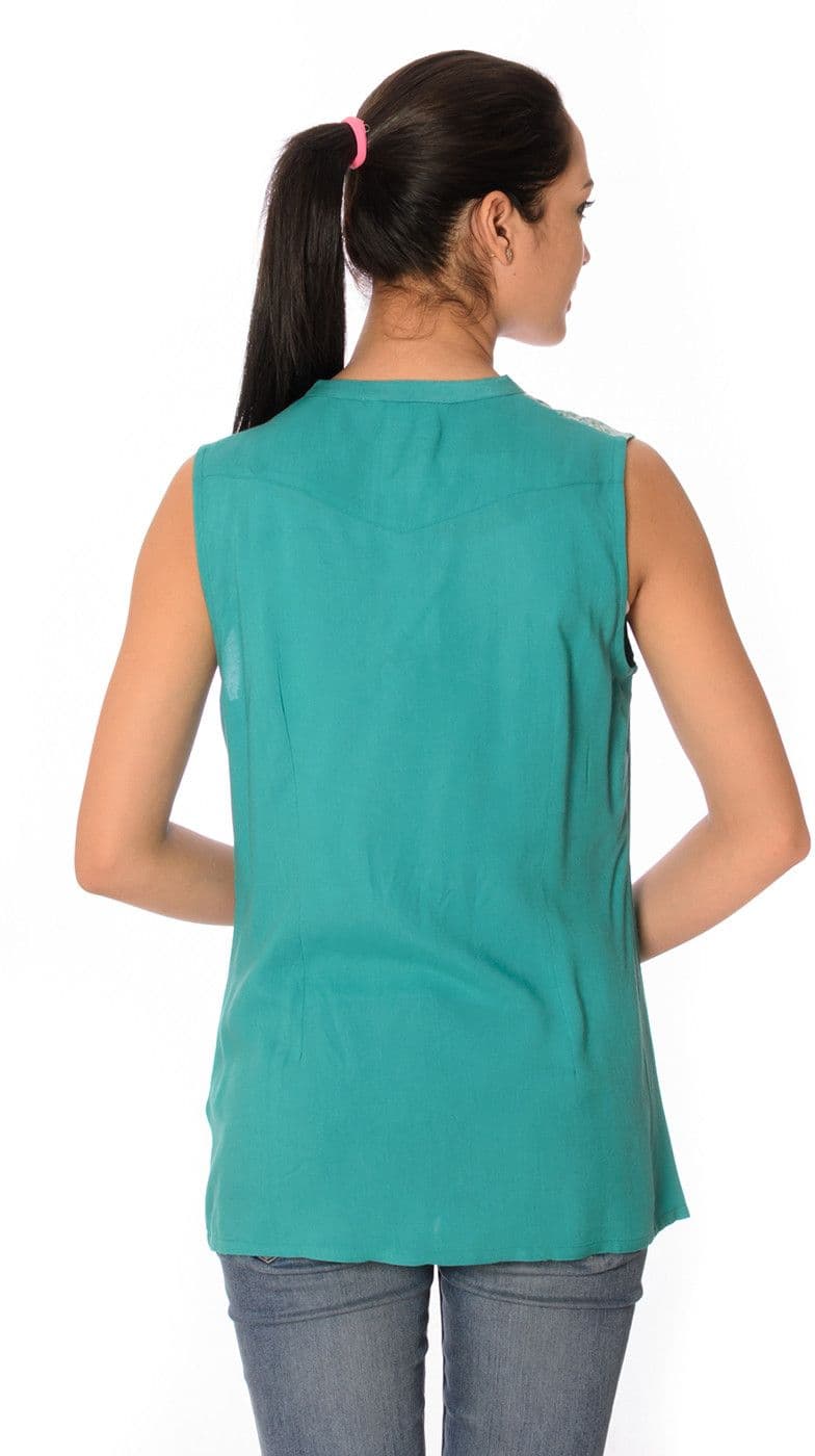 Oviya Casual Sleeveless Self Design Women's Top view 4
