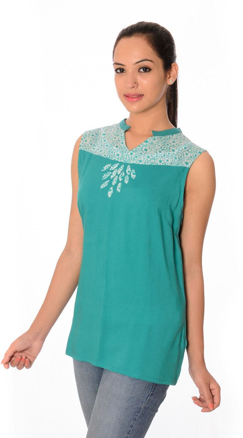 Oviya Casual Sleeveless Self Design Women's Top view 3