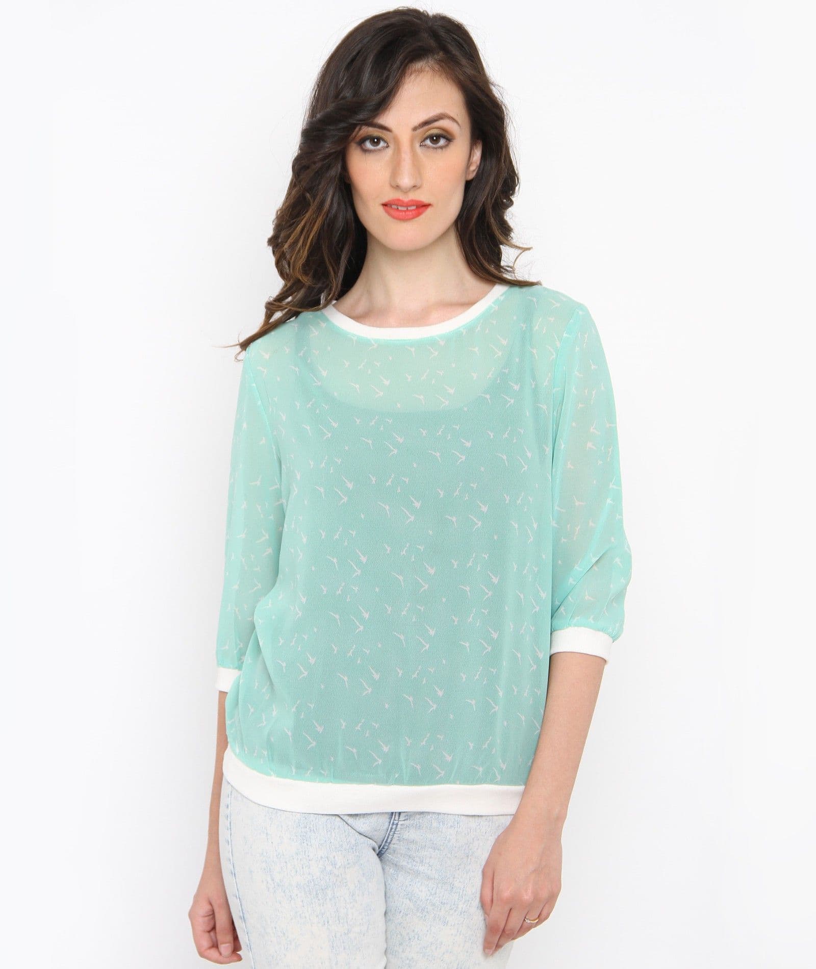 Philigree Casual 3/4 Sleeve Printed Women's Top